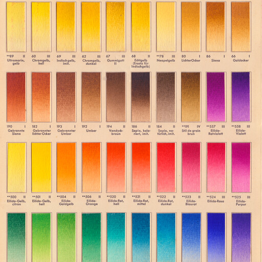 Historische Farbmusterkarte der Firma Pelikan, 1926-1938